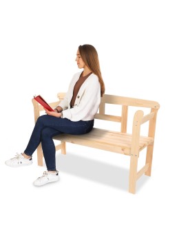 Drewniana ławka z oparciem LG01 - Naturalna