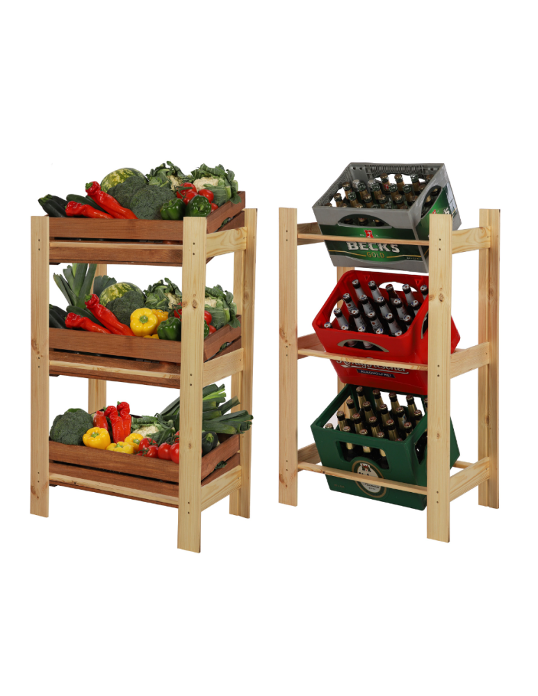 Regały - Drewniany regał na 3 skrzynki RSS - Naturalny - product b2b.wamar.biz 1
