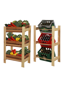 Drewniany regał na 3 skrzynki RSS - Naturalny