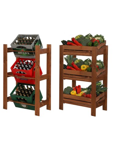 Drewniany regał na 3 skrzynki RSS - Brązowy