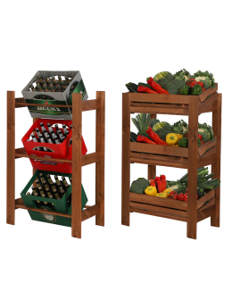 Drewniany regał na 3 skrzynki RSS - Brązowy