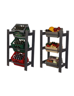 Drewniany regał na 3 skrzynki RSS - Szary