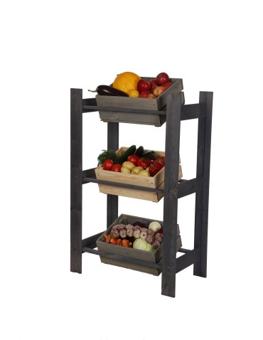 Regały - Drewniany regał na 3 skrzynki RSS - Szary - product 8