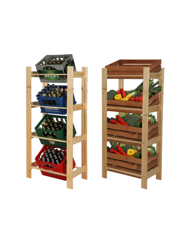 Drewniany regał na 4 skrzynki RSS - Naturalny