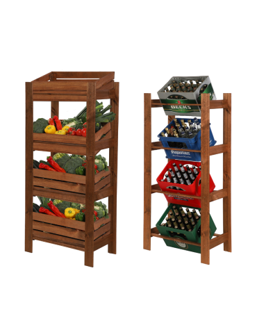 Drewniany regał na 4 skrzynki RSS - Brązowy