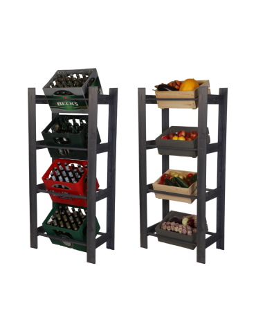 Drewniany regał na 4 skrzynki RSS - Szary