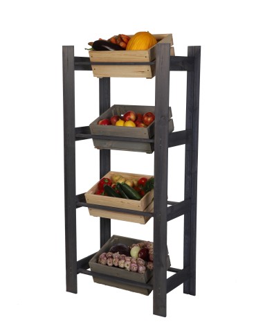 Regały - Drewniany regał na 4 skrzynki RSS - Szary - product 7