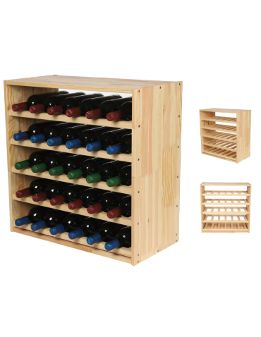 Modułowy Regał na Wino RW61 (5 Leżni Prostych) – Naturalne Drewno