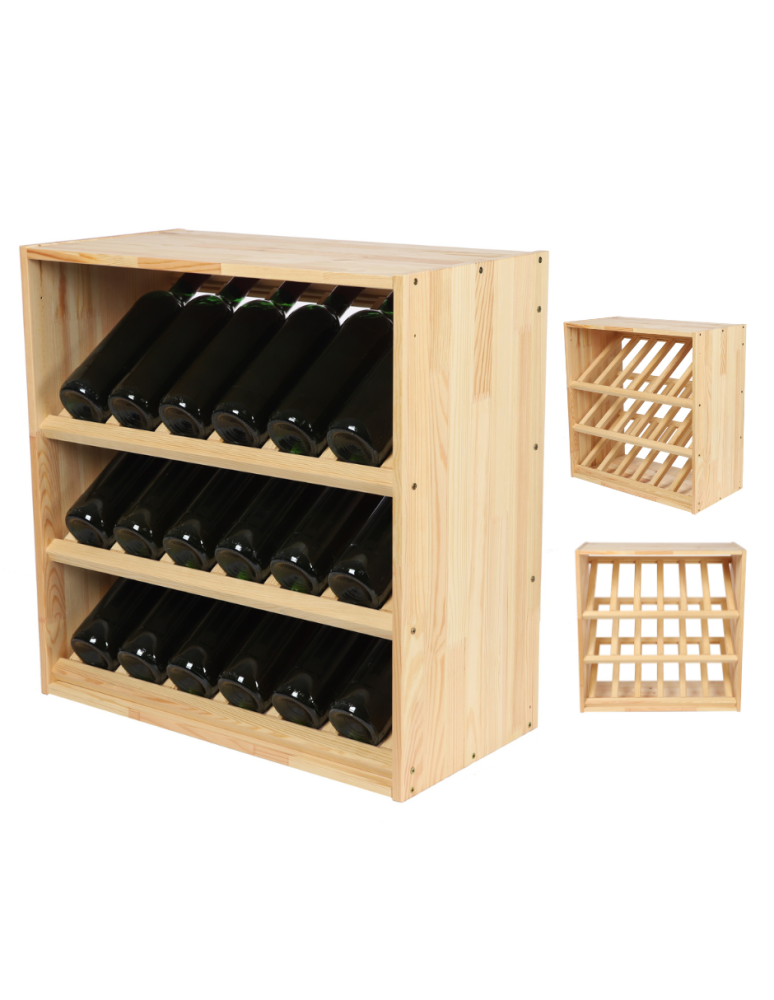 Regały - Modułowy Regał na Wino RW61 (3 Ukośne Leżnie) – Naturalne Drewno - product b2b.wamar.biz 1