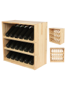 Modułowy Regał na Wino RW61 (3 Ukośne Leżnie) – Naturalne Drewno