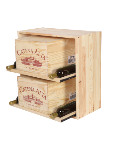 Modułowy Regał na Wino RW61 (2 Wysuwane Leżnie) – Naturalne Drewno