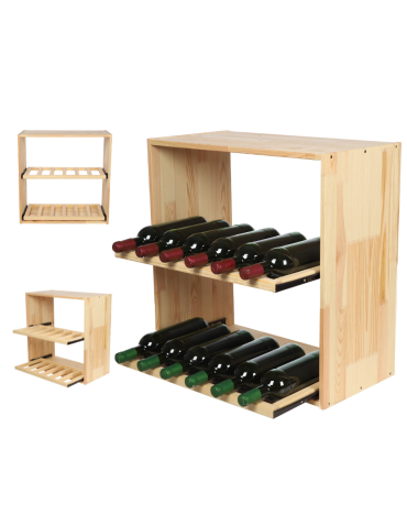 Regały - Modułowy Regał na Wino RW61 (2 Wysuwane Leżnie) – Naturalne Drewno - product 3