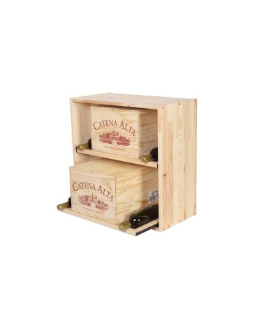 Regały - Modułowy Regał na Wino RW61 (2 Wysuwane Leżnie) – Naturalne Drewno - product 11