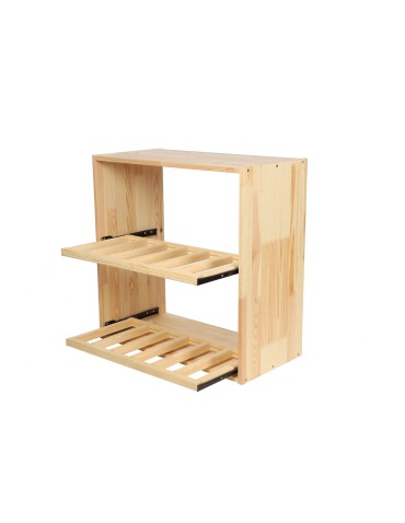 Regały - Modułowy Regał na Wino RW61 (2 Wysuwane Leżnie) – Naturalne Drewno - product 15