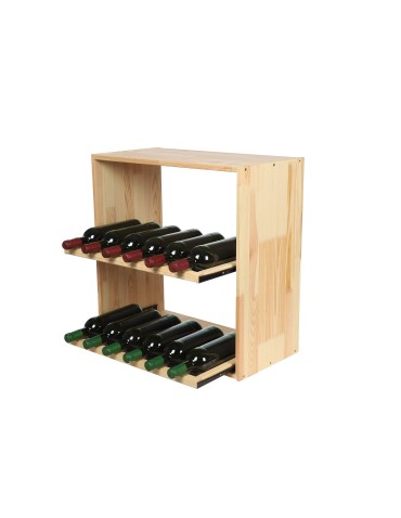 Regały - Modułowy Regał na Wino RW61 (2 Wysuwane Leżnie) – Naturalne Drewno - product 16