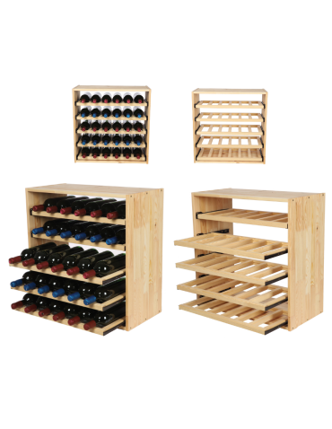 Modułowy Regał na Wino RW61 (5 Wysuwanych Leżni) – Naturalne Drewno