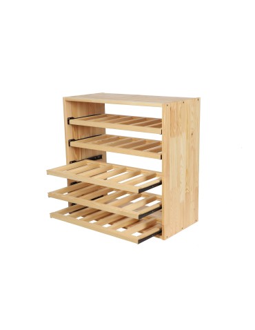 Regały - Modułowy Regał na Wino RW61 (5 Wysuwanych Leżni) – Naturalne Drewno - product 6