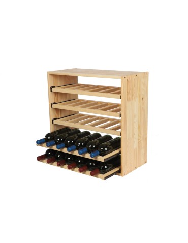 Regały - Modułowy Regał na Wino RW61 (5 Wysuwanych Leżni) – Naturalne Drewno - product 12