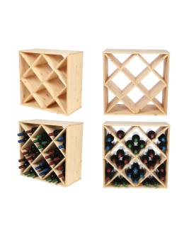 Modułowy Regał na Wino RW61 (Półki X4) – Naturalne Drewno