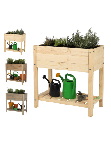 Drewniany ziołownik z półką OBM / 78x40 cm / Naturalny