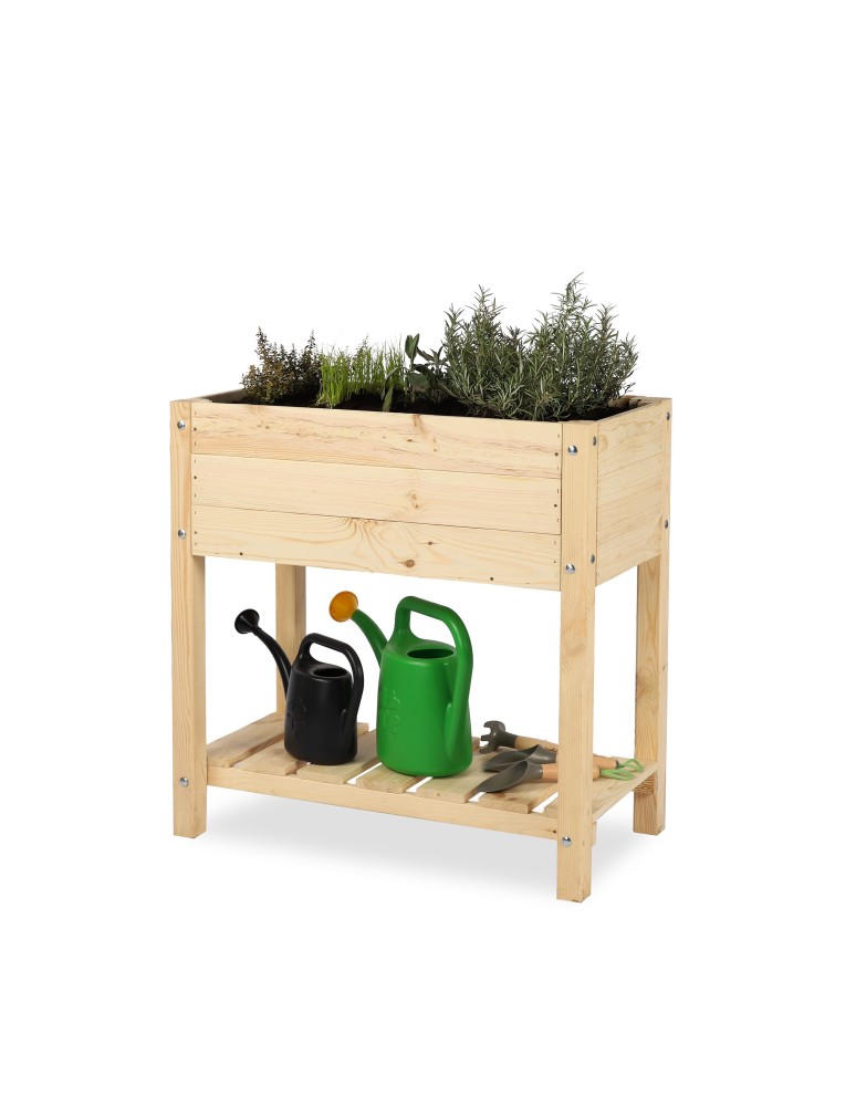 Miniszklarnie i Inspekty - Drewniany ziołownik z półką OBM / 78x40 cm / Naturalny - product b2b.wamar.biz 2