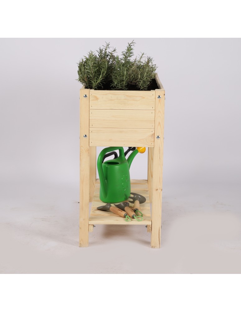 Miniszklarnie i Inspekty - Drewniany ziołownik z półką OBM / 78x40 cm / Naturalny - product b2b.wamar.biz 4