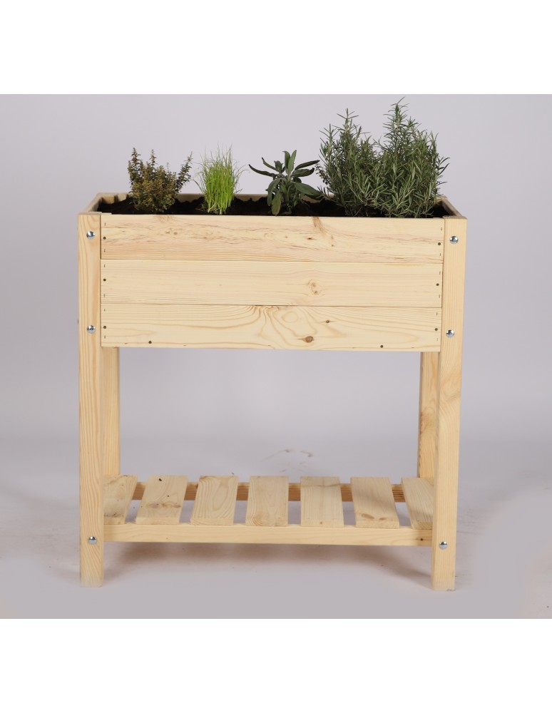 Miniszklarnie i Inspekty - Drewniany ziołownik z półką OBM / 78x40 cm / Naturalny - product b2b.wamar.biz 7