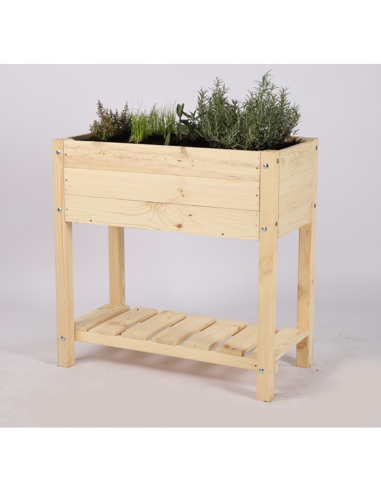 Miniszklarnie i Inspekty - Drewniany ziołownik z półką OBM / 78x40 cm / Naturalny - product b2b.wamar.biz 8