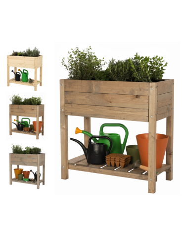 Drewniany ziołownik z półką OBM / 78x40 cm / Brązowy