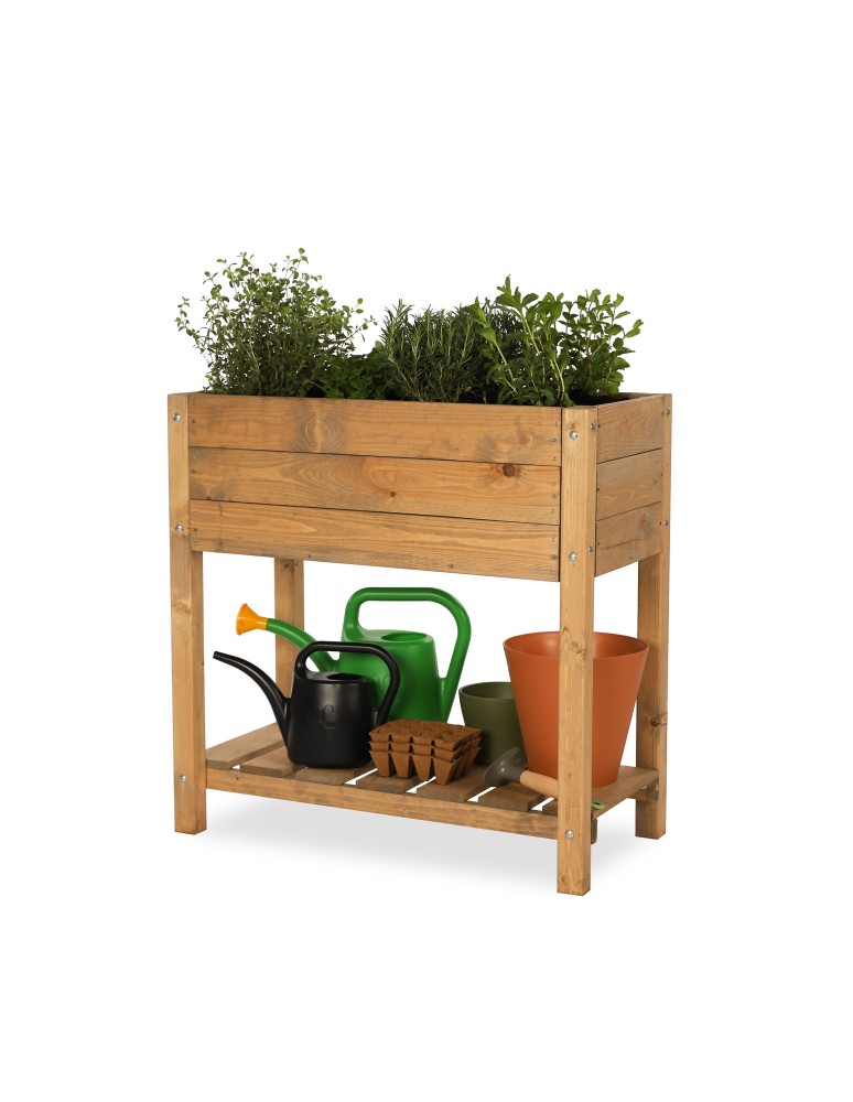 Miniszklarnie i Inspekty - Drewniany ziołownik z półką OBM / 78x40 cm / Brązowy - product b2b.wamar.biz 2