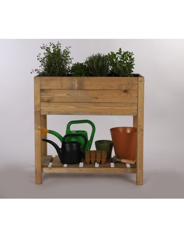 Miniszklarnie i Inspekty - Drewniany ziołownik z półką OBM / 78x40 cm / Brązowy - product 6