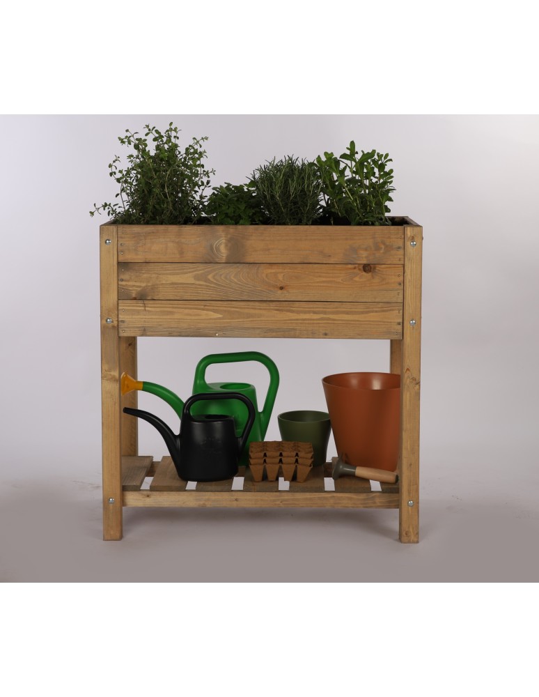 Miniszklarnie i Inspekty - Drewniany ziołownik z półką OBM / 78x40 cm / Brązowy - product b2b.wamar.biz 6