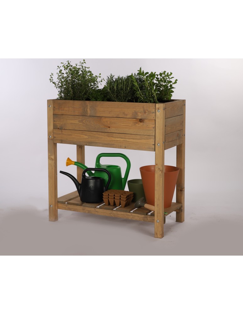 Miniszklarnie i Inspekty - Drewniany ziołownik z półką OBM / 78x40 cm / Brązowy - product b2b.wamar.biz 7