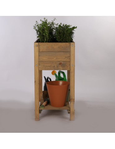 Miniszklarnie i Inspekty - Drewniany ziołownik z półką OBM / 78x40 cm / Brązowy - product 8