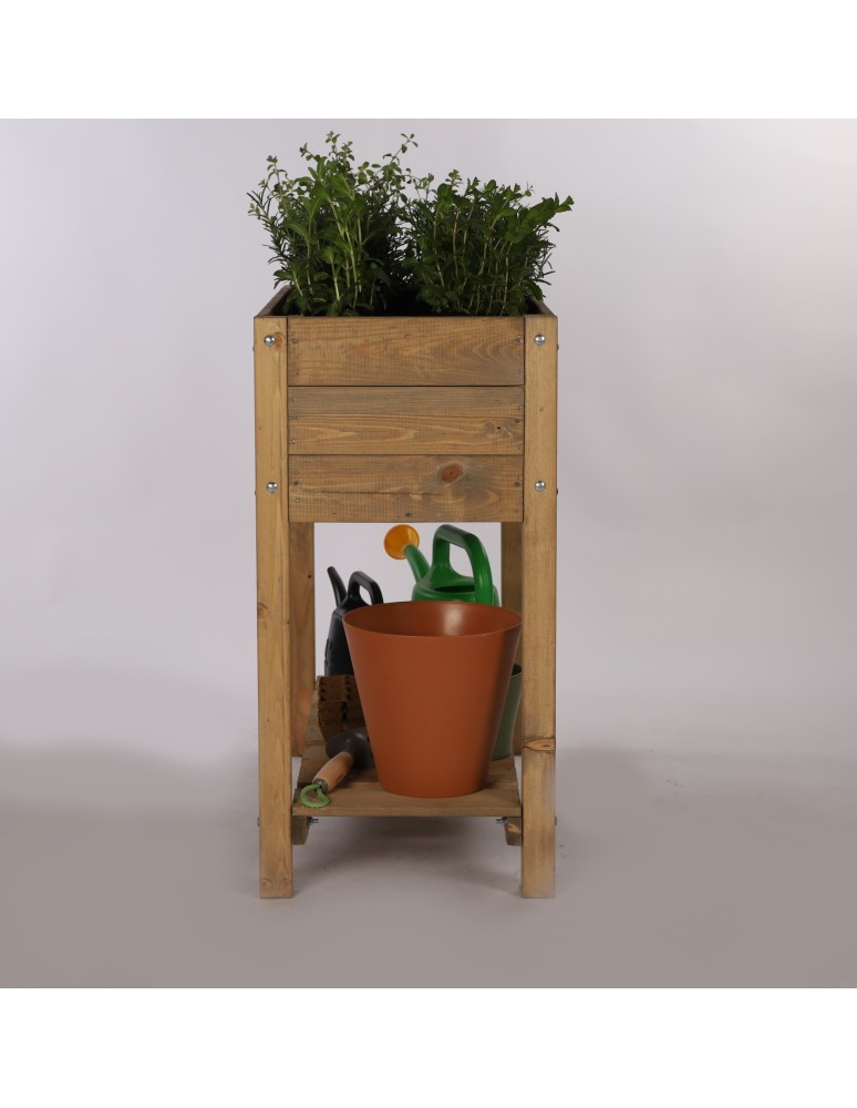 Miniszklarnie i Inspekty - Drewniany ziołownik z półką OBM / 78x40 cm / Brązowy - product b2b.wamar.biz 8