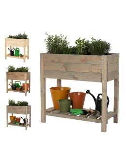 Drewniany ziołownik z półką OBM / 78x40 cm / Szary