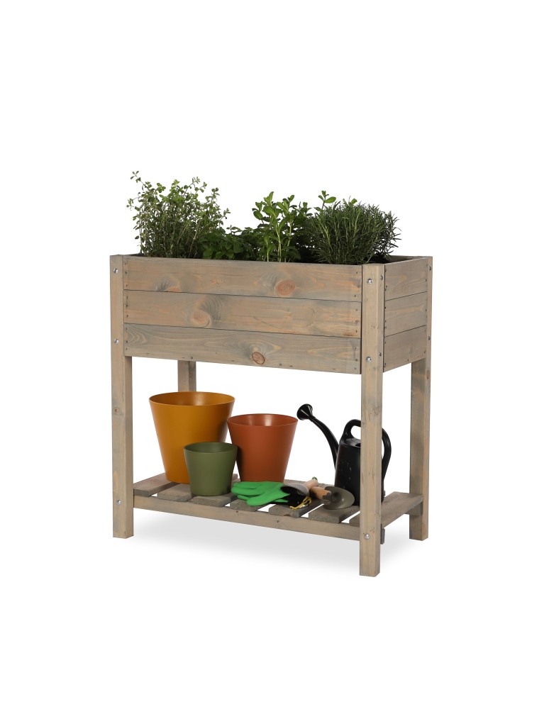 Miniszklarnie i Inspekty - Drewniany ziołownik z półką OBM / 78x40 cm / Szary - product b2b.wamar.biz 2