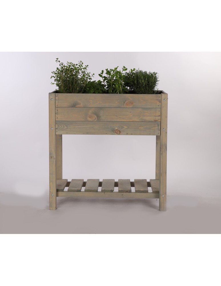 Miniszklarnie i Inspekty - Drewniany ziołownik z półką OBM / 78x40 cm / Szary - product b2b.wamar.biz 7