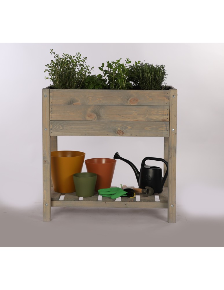 Miniszklarnie i Inspekty - Drewniany ziołownik z półką OBM / 78x40 cm / Szary - product b2b.wamar.biz 8