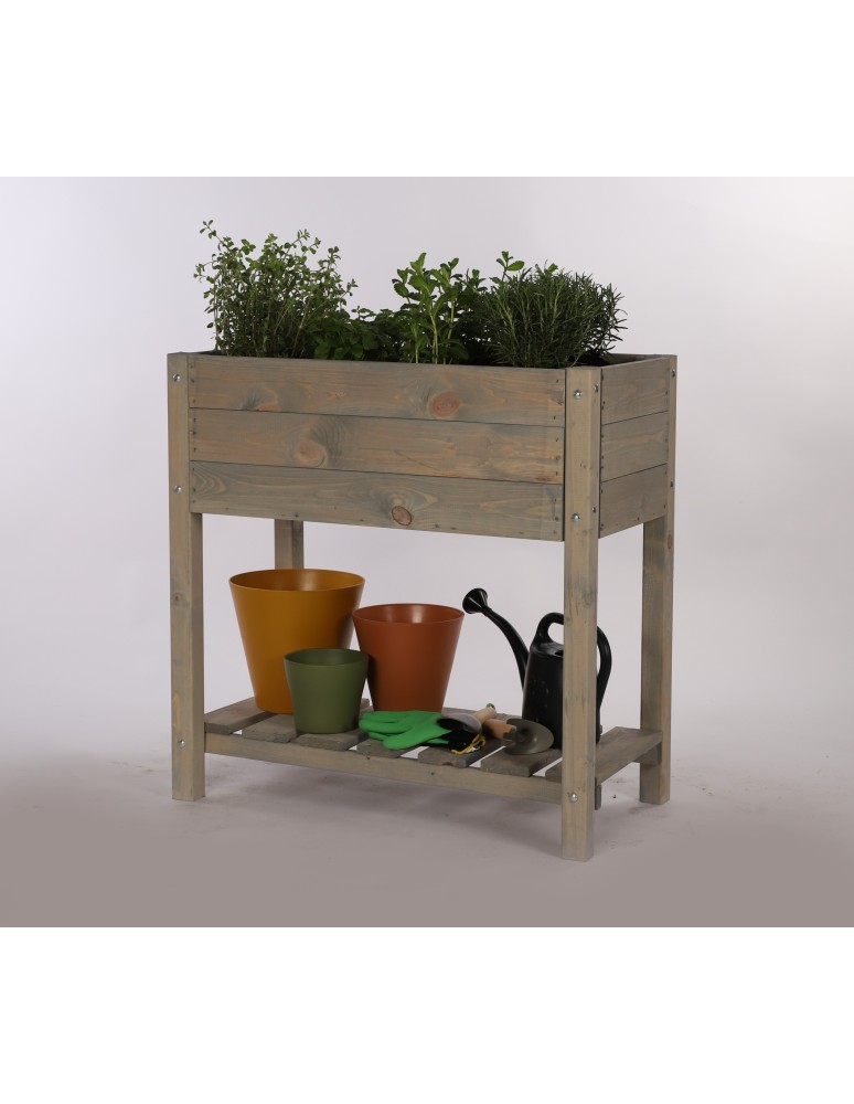 Miniszklarnie i Inspekty - Drewniany ziołownik z półką OBM / 78x40 cm / Szary - product b2b.wamar.biz 9