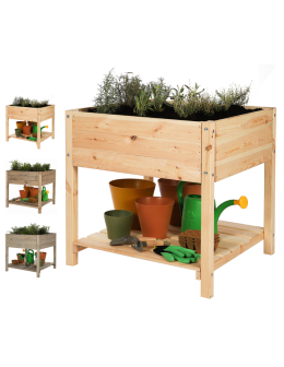 Drewniany ziołownik z półką OBM / 78x78 cm / Naturalny