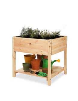 Drewniany ziołownik z półką OBM / 78x78 cm / Naturalny - product 2