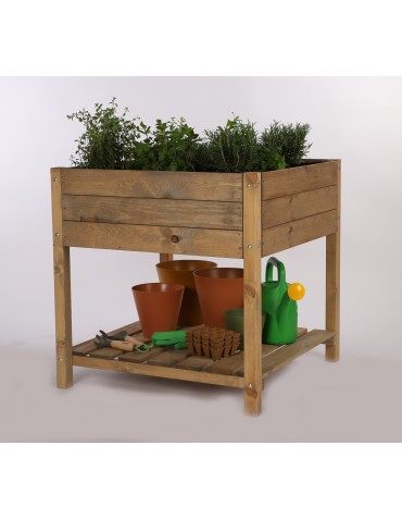 Miniszklarnie i Inspekty - Drewniany ziołownik z półką OBM / 78x78 cm / Brązowy - product 3