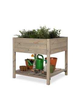 Drewniany ziołownik z półką OBM / 78x78 cm / Szary - product 2