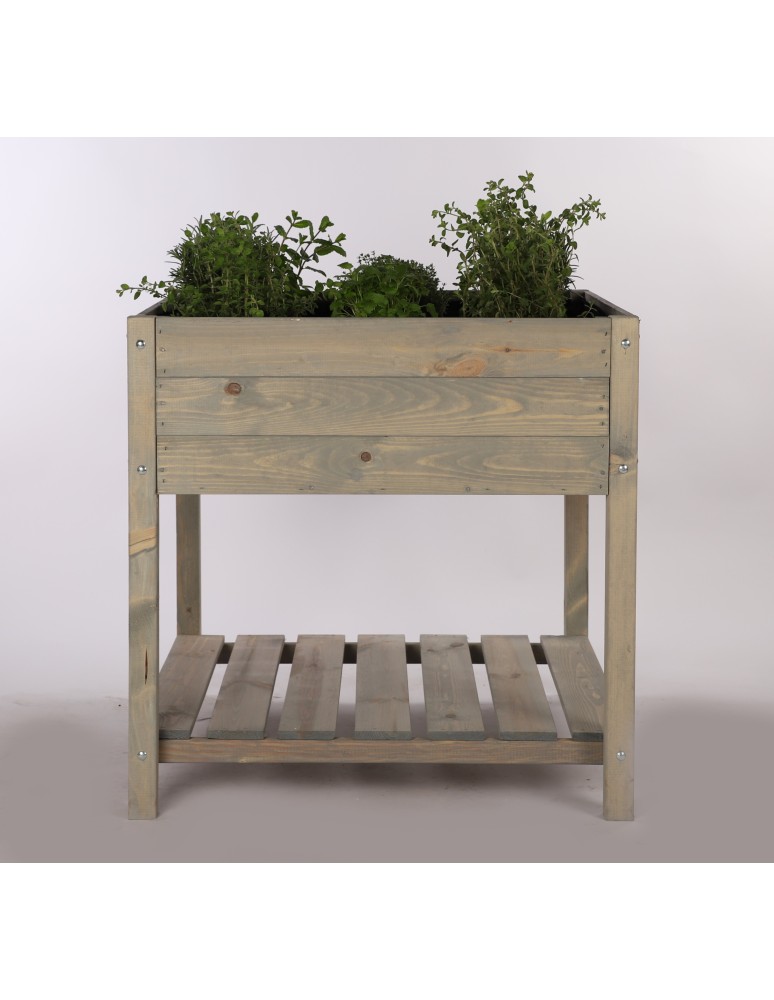 Miniszklarnie i Inspekty - Drewniany ziołownik z półką OBM / 78x78 cm / Szary - product b2b.wamar.biz 6