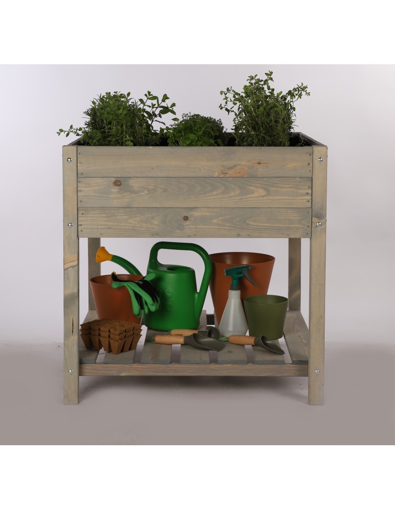 Miniszklarnie i Inspekty - Drewniany ziołownik z półką OBM / 78x78 cm / Szary - product b2b.wamar.biz 7