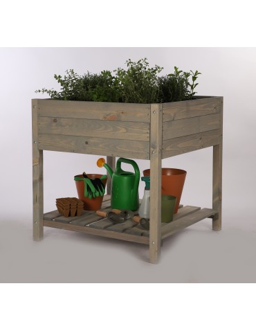 Miniszklarnie i Inspekty - Drewniany ziołownik z półką OBM / 78x78 cm / Szary - product 8