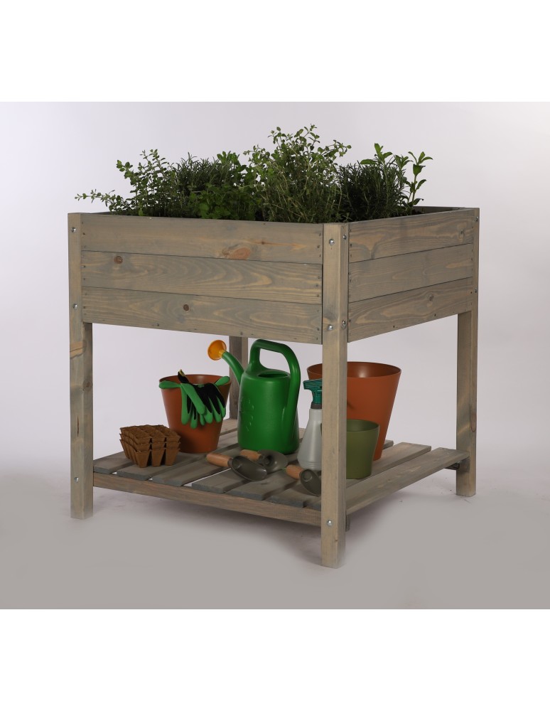 Miniszklarnie i Inspekty - Drewniany ziołownik z półką OBM / 78x78 cm / Szary - product b2b.wamar.biz 8