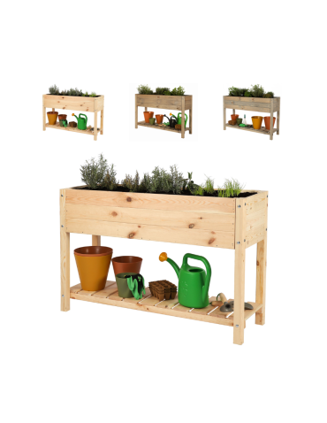 Drewniany ziołownik z półką OBM / 118x40 cm / Naturalny