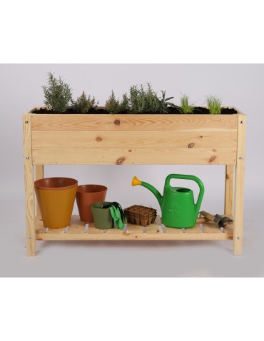 Miniszklarnie i Inspekty - Drewniany ziołownik z półką OBM / 118x40 cm / Naturalny - product 4